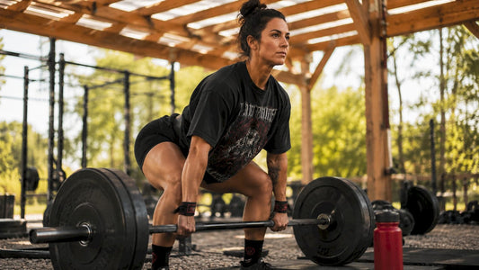 Woman lifting weights wearing metal gym clothes