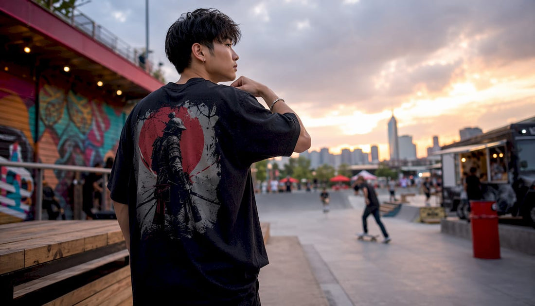 Man wearing heavyweight Ronin streetwear tee