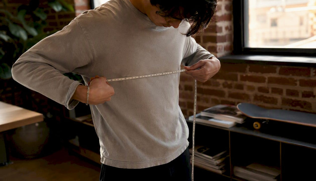Person measuring chest with tape measure