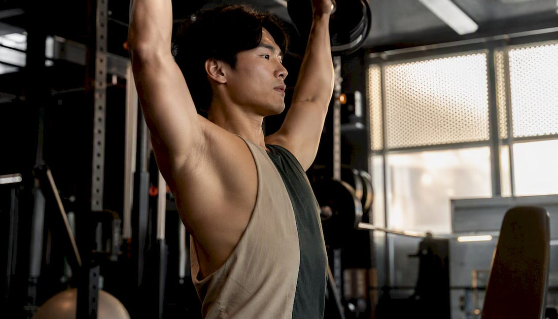 Gym workout showing stringer and tank top fit