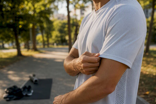 Close-up of breathable gym shirt fabric detail