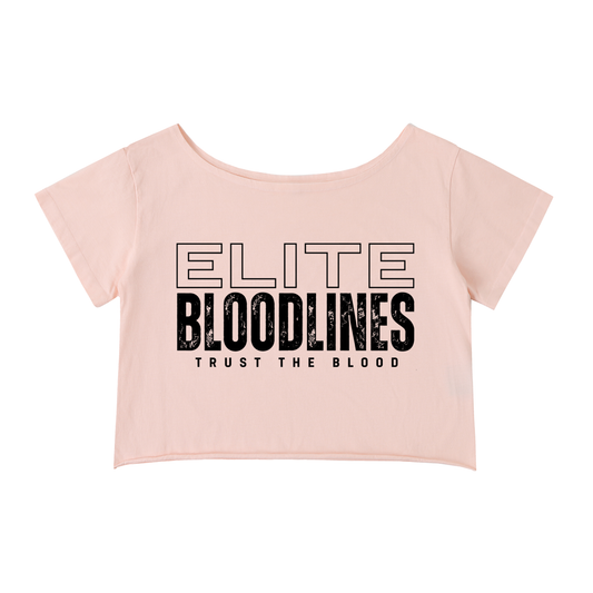 ELITE BLOODLINES Off-Shoulder Rolled Hem Cotton T-Shirt