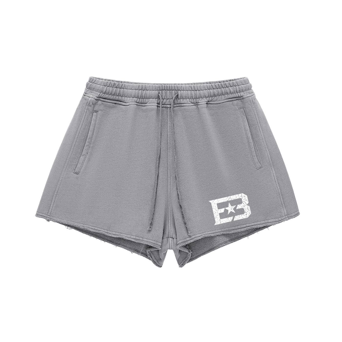 EB Star Women Snow Washed Raw Edge Drawstring Shorts