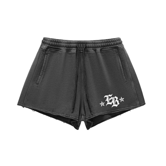 EB Icon Women Snow Washed Raw Edge Drawstring Shorts