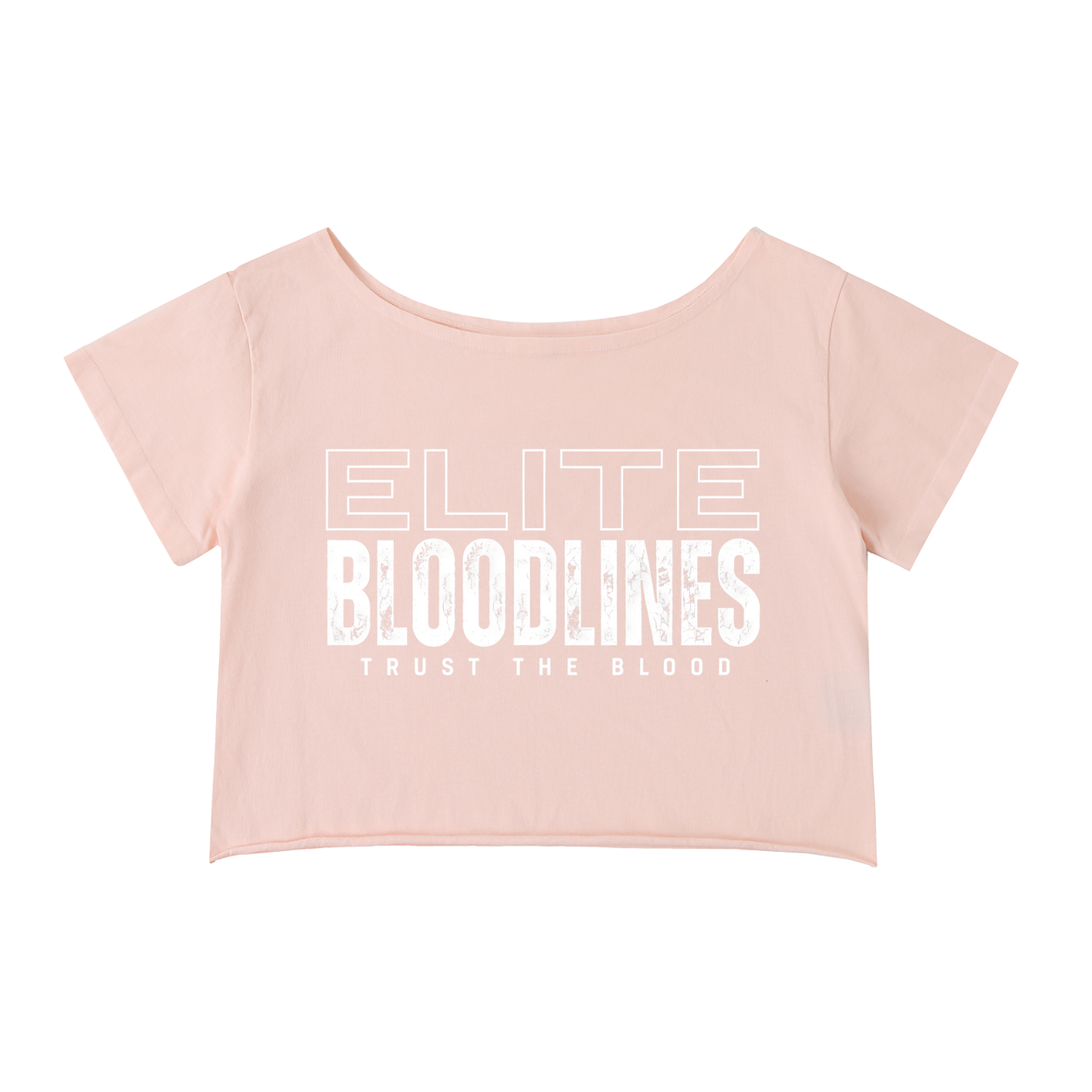 ELITE BLOODLINES Off-Shoulder Rolled Hem Cotton T-Shirt
